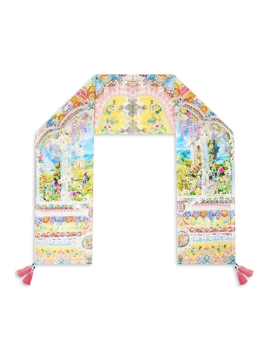 Women's Long Silk Crinkle Chiffon Scarf - Navas Nouveau