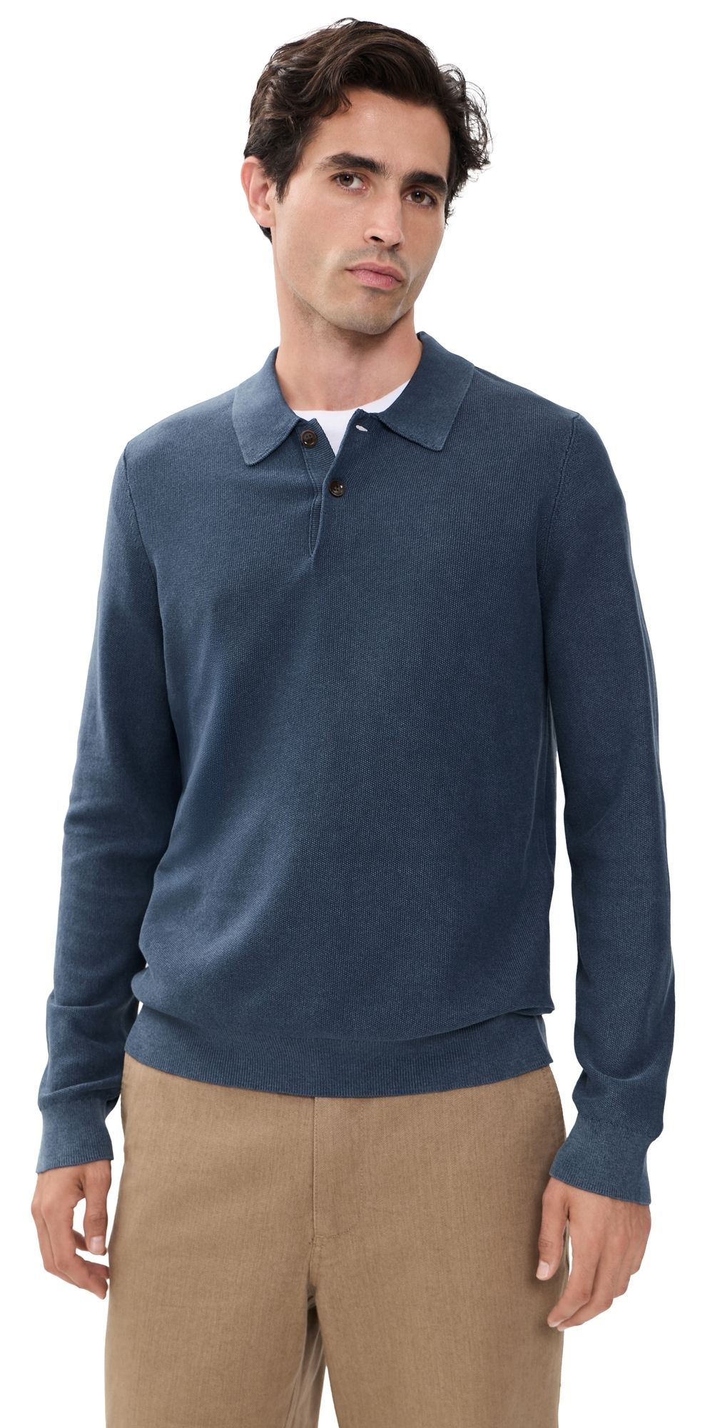 Faherty Lightweight Sunwashed Sweater Polo Blue Nights L