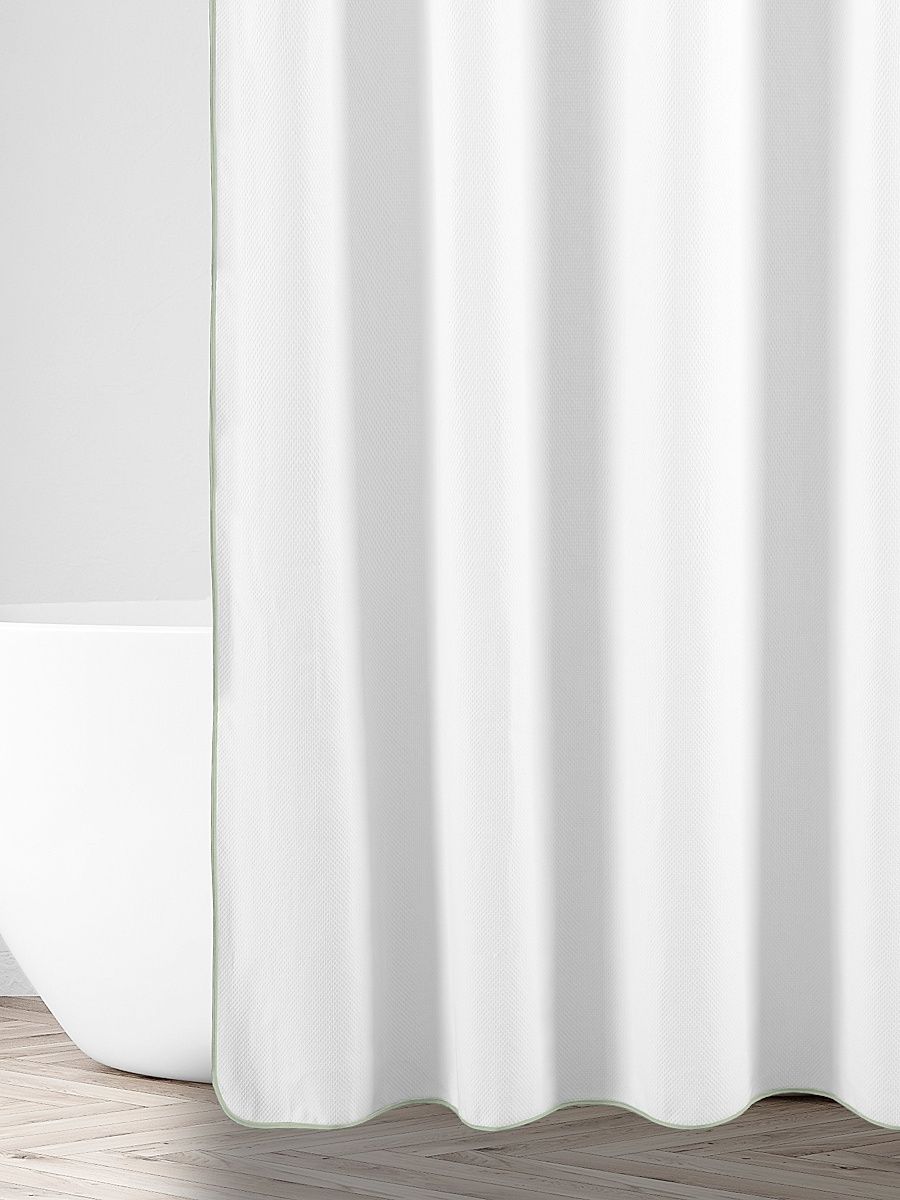 Bodrum Honeycomb Piqué Shower Curtain - White Eucalipto