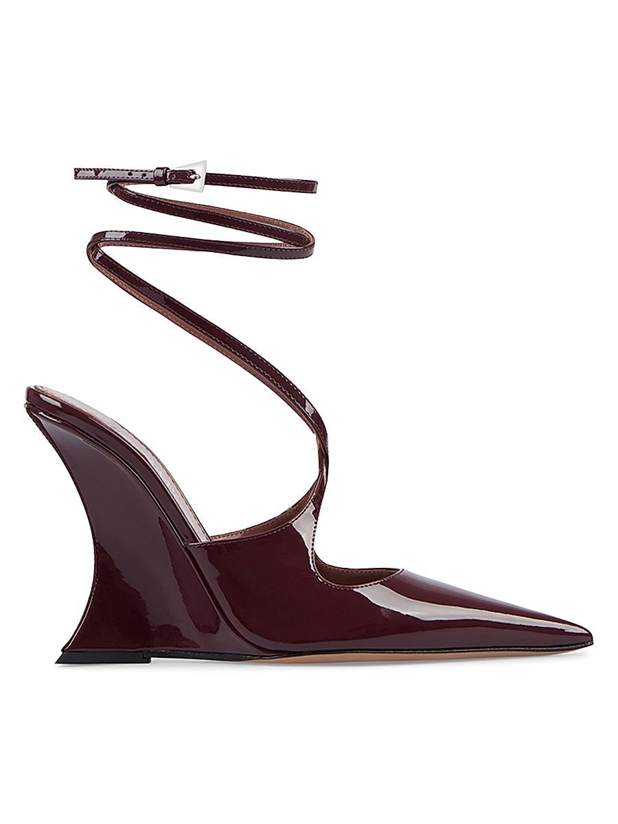 Women's Nina 105MM Ankle-Strap Patent Leather Pumps - Pinot Noir - Size 7