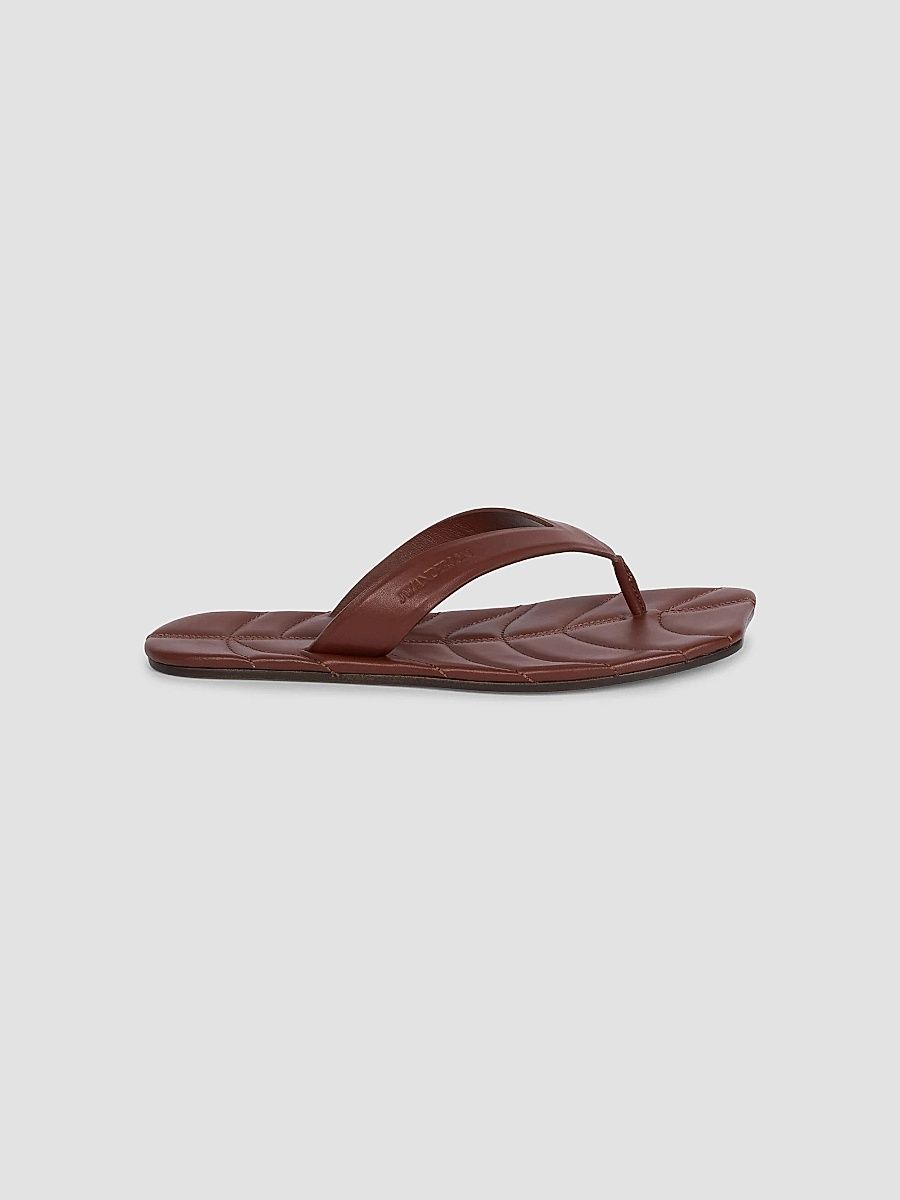 Women's Leaf Leather Thong Sandals - Brown - Size 11