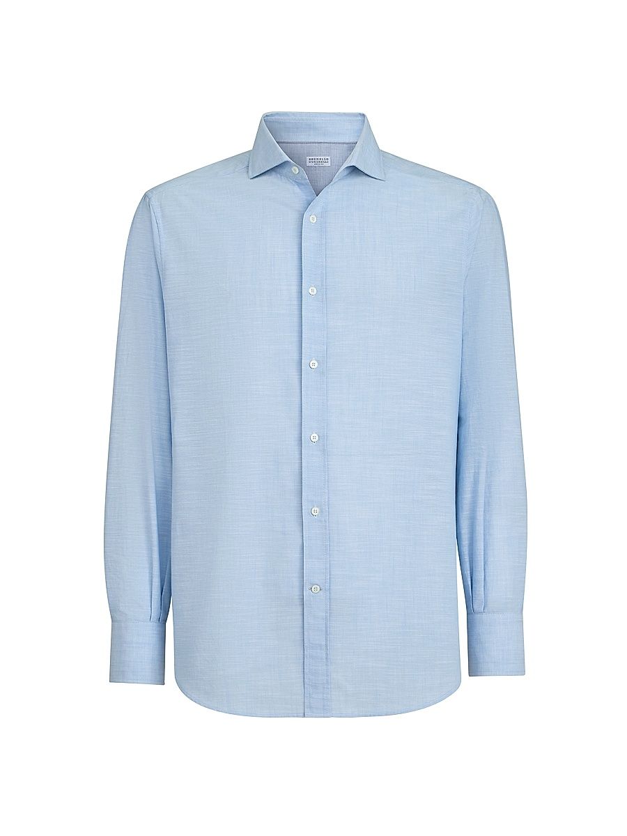 Men's Lightweight Oxford Basic Fit Shirt with Spread Collar - Azure - Size XXXXL