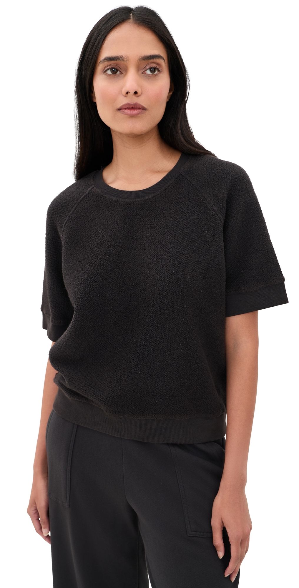 perfectwhitetee Kennedy Core Fleece Short Sleeve Tee Vintage Black XS