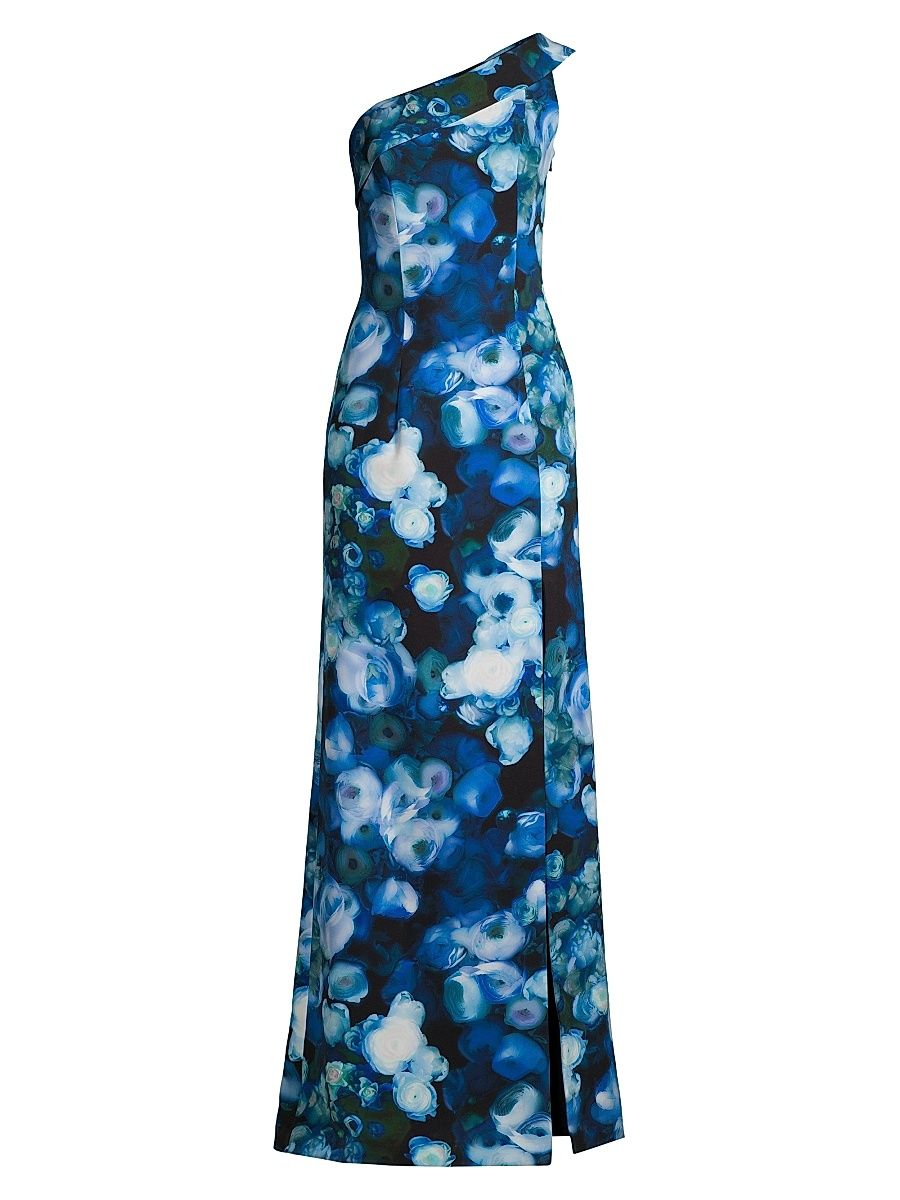 Women's Dolan Floral One-Shoulder Gown - Cerulean Corsage - Size 4