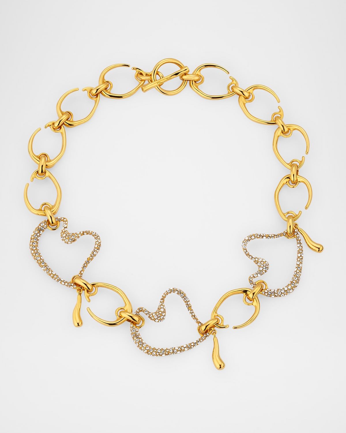 Wire O and Pave Heart Necklace