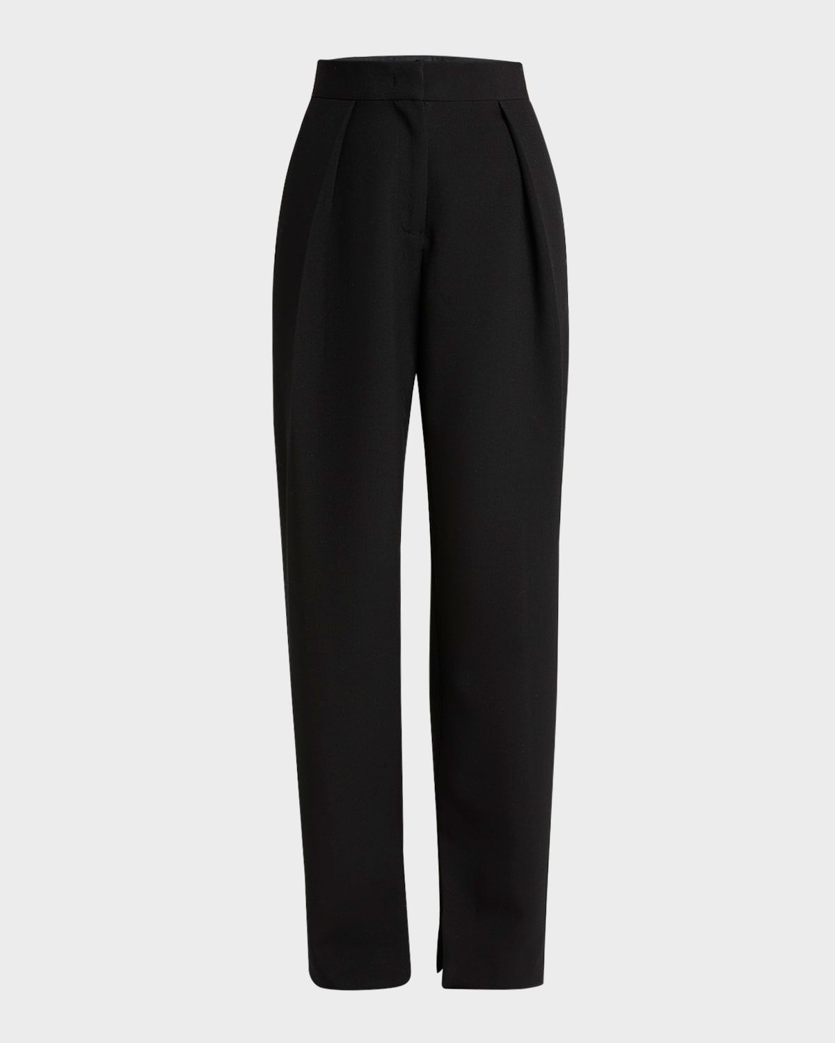 Pleated Straight-Leg Trousers with Split Seams