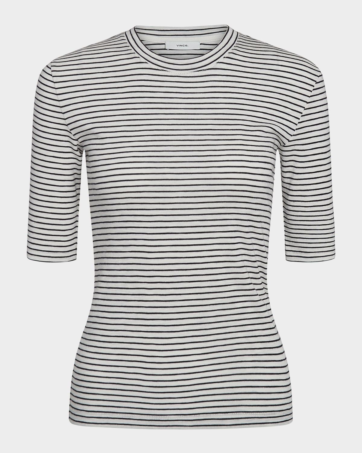 Stripe Elbow-Sleeve Top