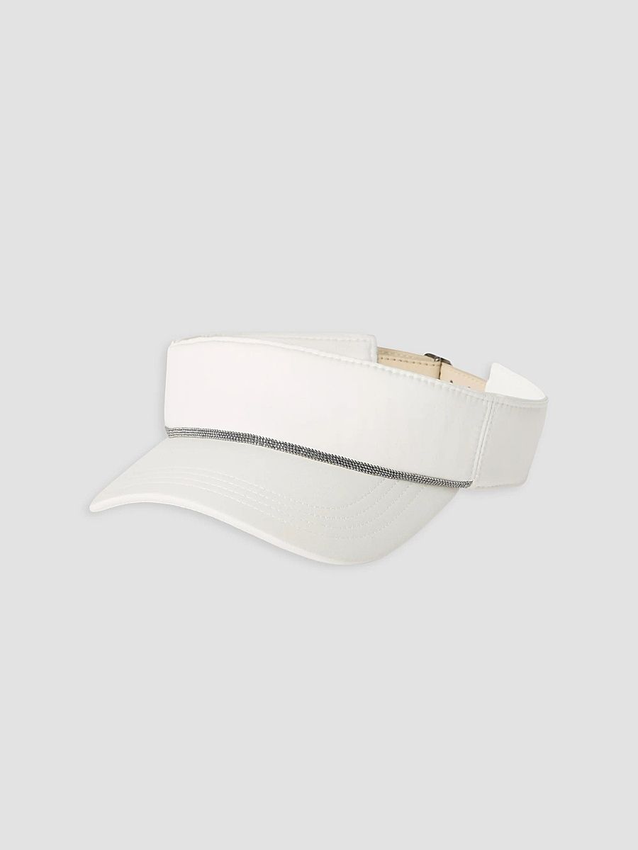 Brunello Cucinelli Women's Nylon Visor Hat with Shiny Band - White - Size XL