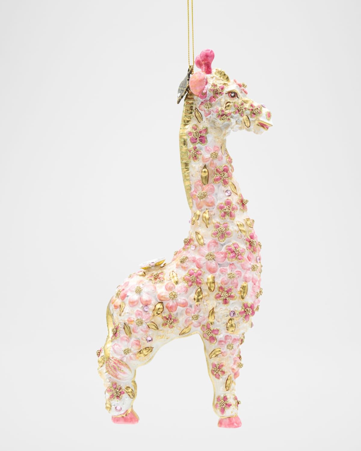 Pink Floral Giraffe Christmas Ornament