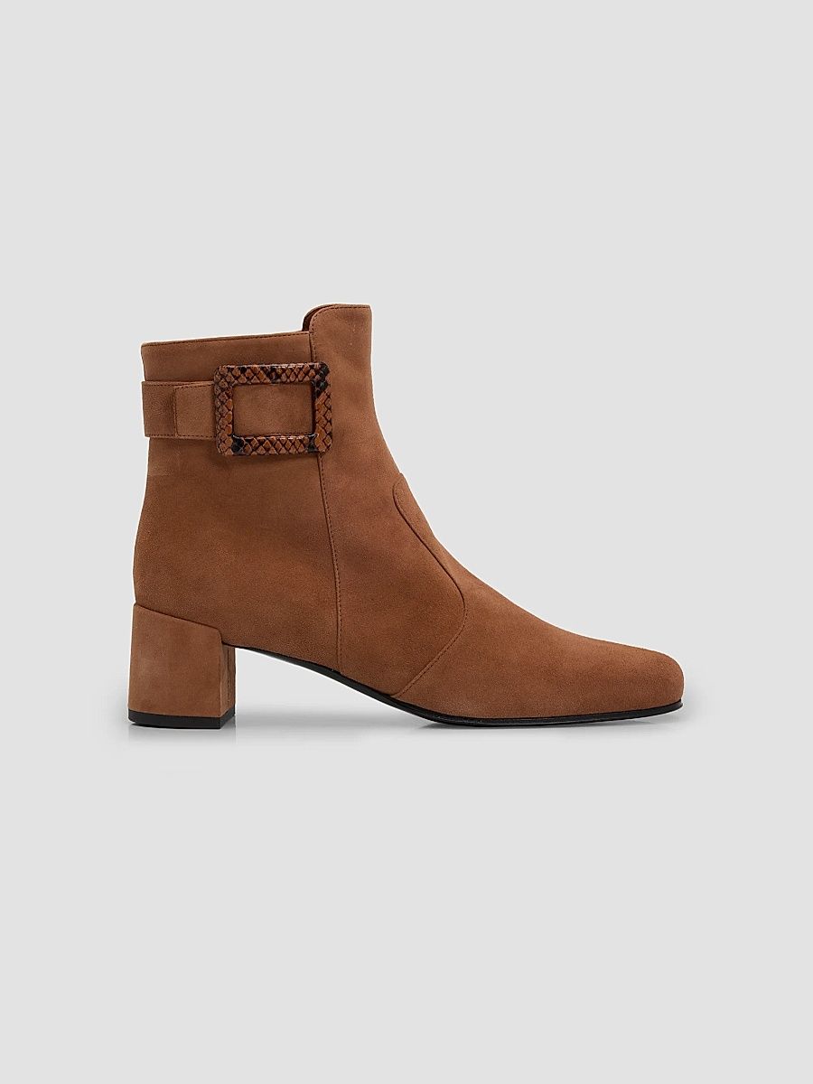 Women's Tres Vivier Polly 45MM Suede Booties - Cognac Scuro - Size 11