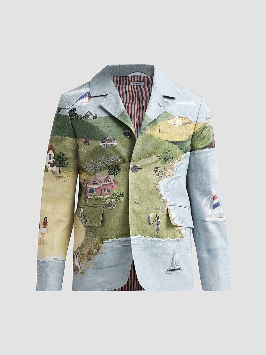 Men's Nantucket Scenic Linen-Cotton Sport Coat - Size Large
