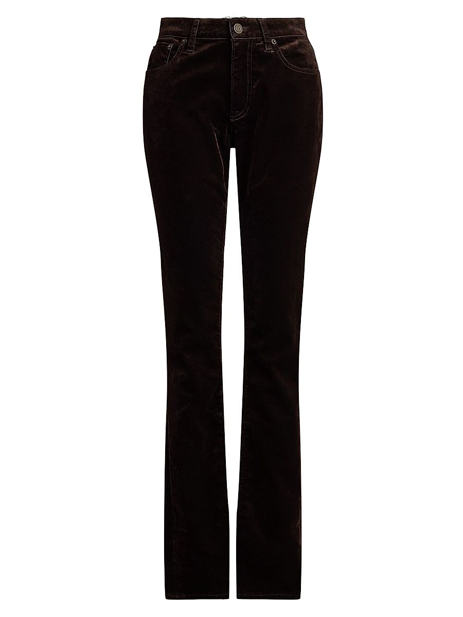 Women's Seth Stretch-Velvet Skinny Pants - Dark Brown - Size 8