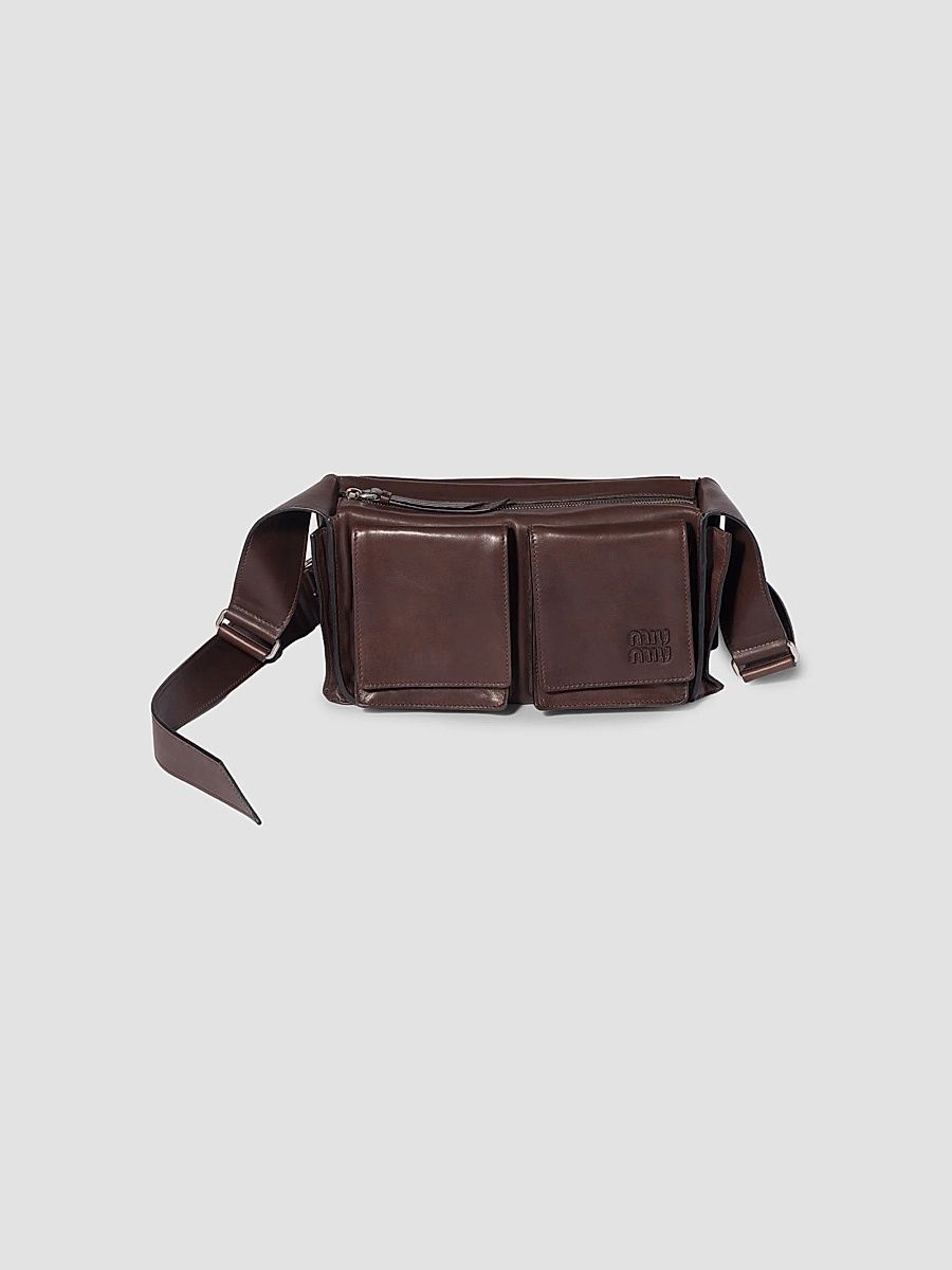 Miu Miu Women's Utilitaire Nappa Leather Shoulder Bag - Dark Brown