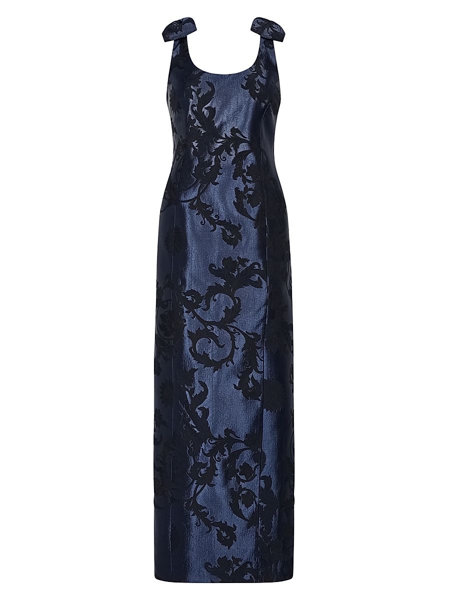 Women's Kaelynn Floral Jacquard Dress - Navy - Size 12