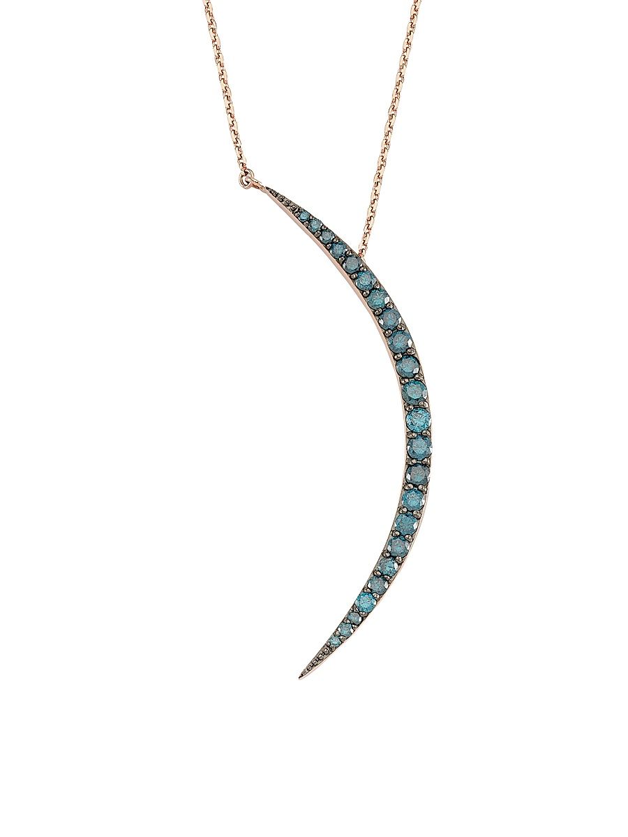 Women's Star Light 14K Rose Gold & 0.77 TCW Diamond Crescent Pendant Necklace - Rose Gold