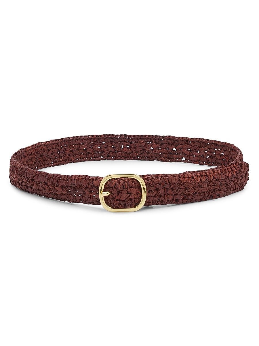 Women's Loop Raffia Belt - Brown - Size XL