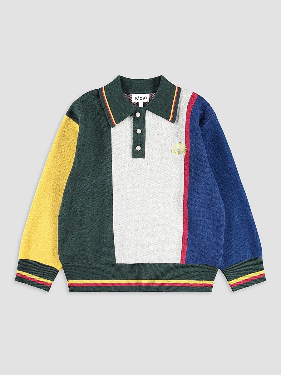 Little Boy's & Boy's Bertil Colorblocked Cotton-Wool Long-Sleeve Polo Shirt - Mash Up Moon - Size 3