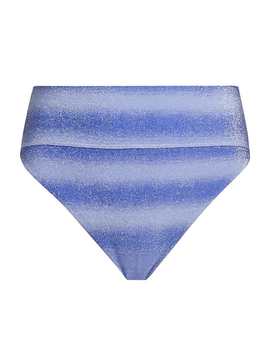 Women's Highway Glitter Ombré High-Rise Bikini Bottom - Sapphire Sea - Size XL