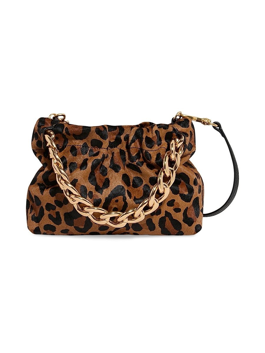 Women's Chain Handheld Leather Crossbody Bag - Wildcat Haircalf