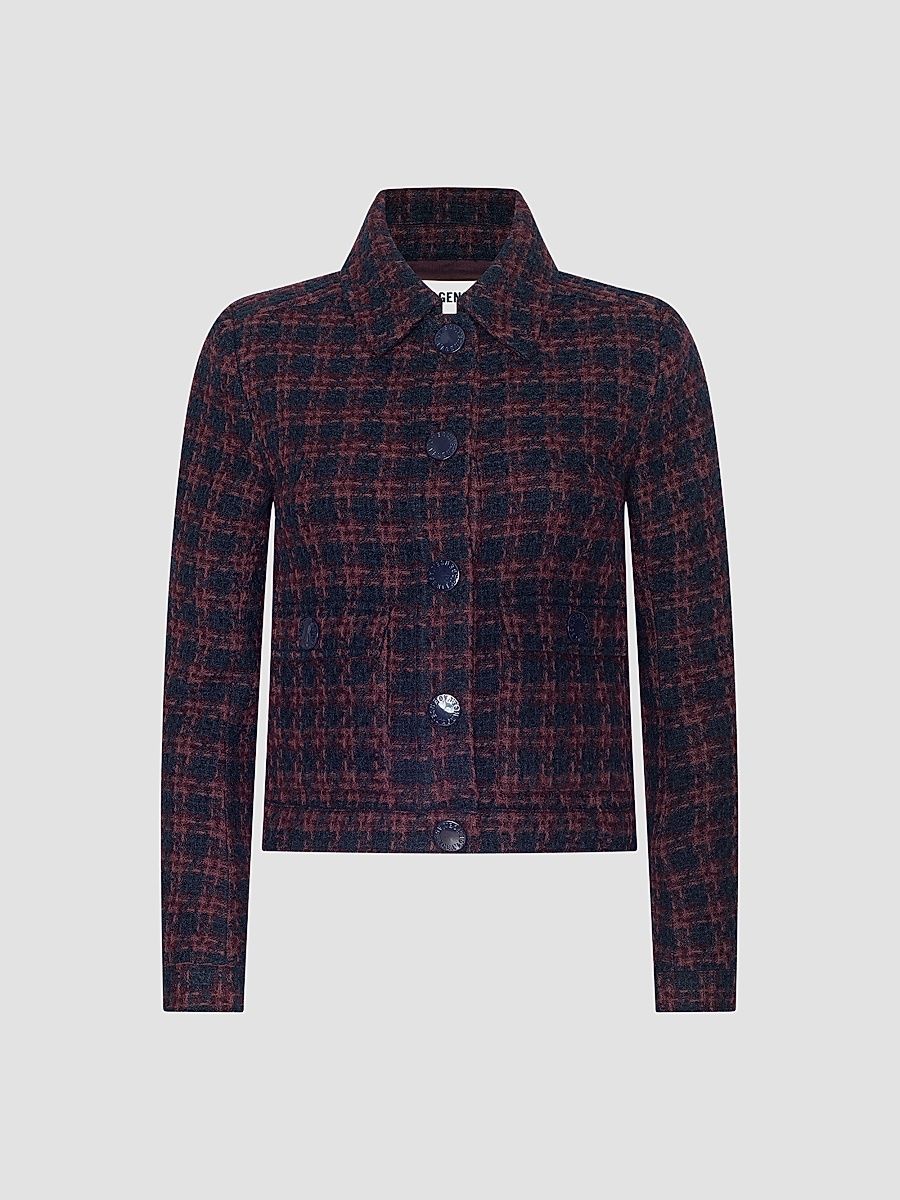 L'AGENCE Women's Nyx Tweed Crop Jacket - Midnight Burgundy Tweed - Size 2