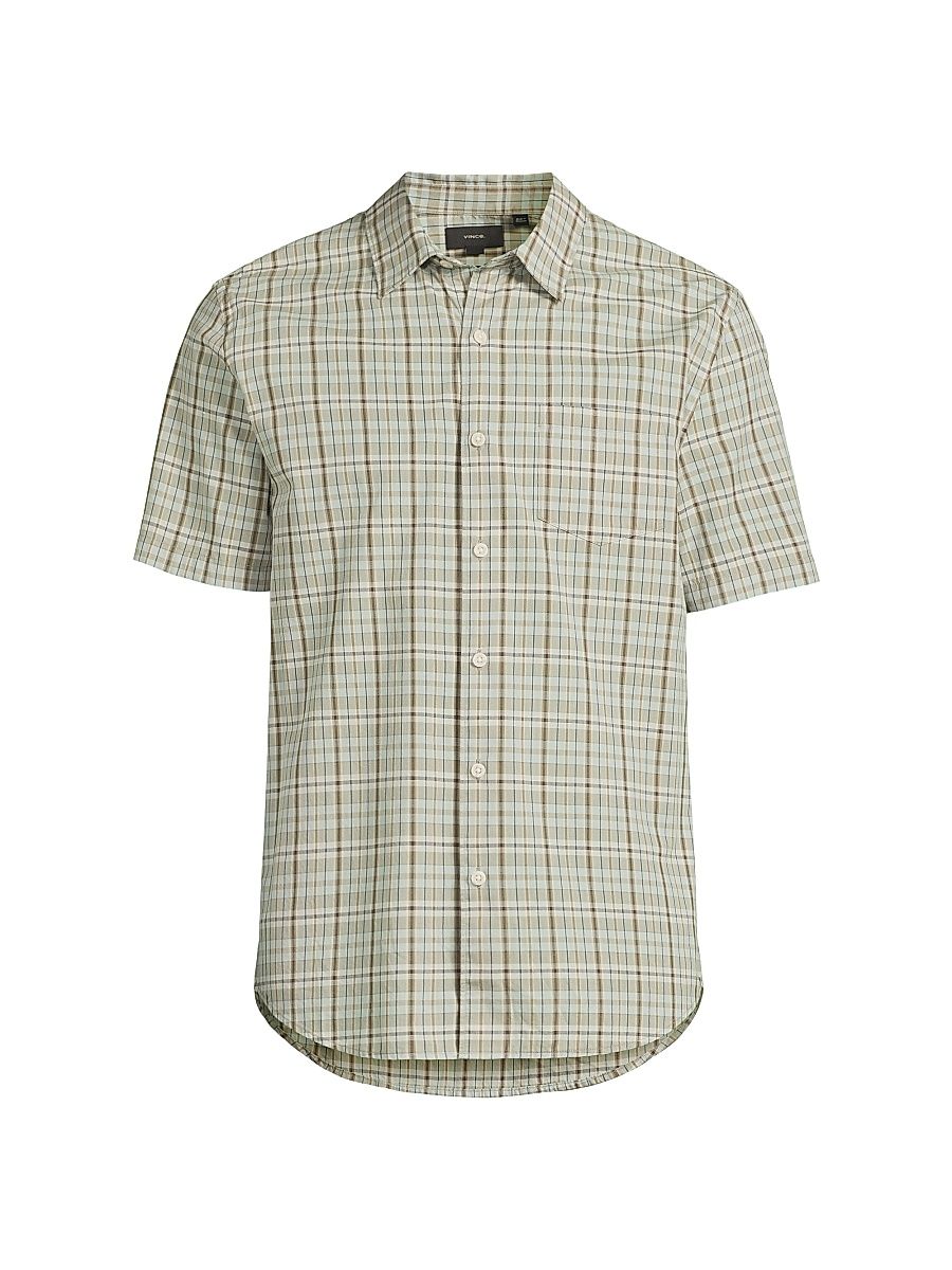Men's Polson Plaid Cotton French Placket Shirt - Seafoam Combo - Size XXL