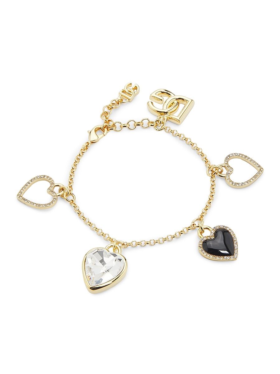 Women's Goldtone & Crystal Heart Charm Bracelet - Gold