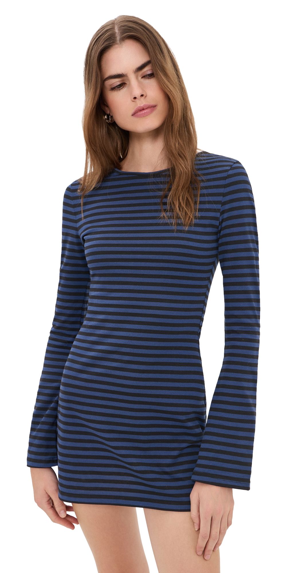 Lioness Bloom Dress Black Navy Stripe M