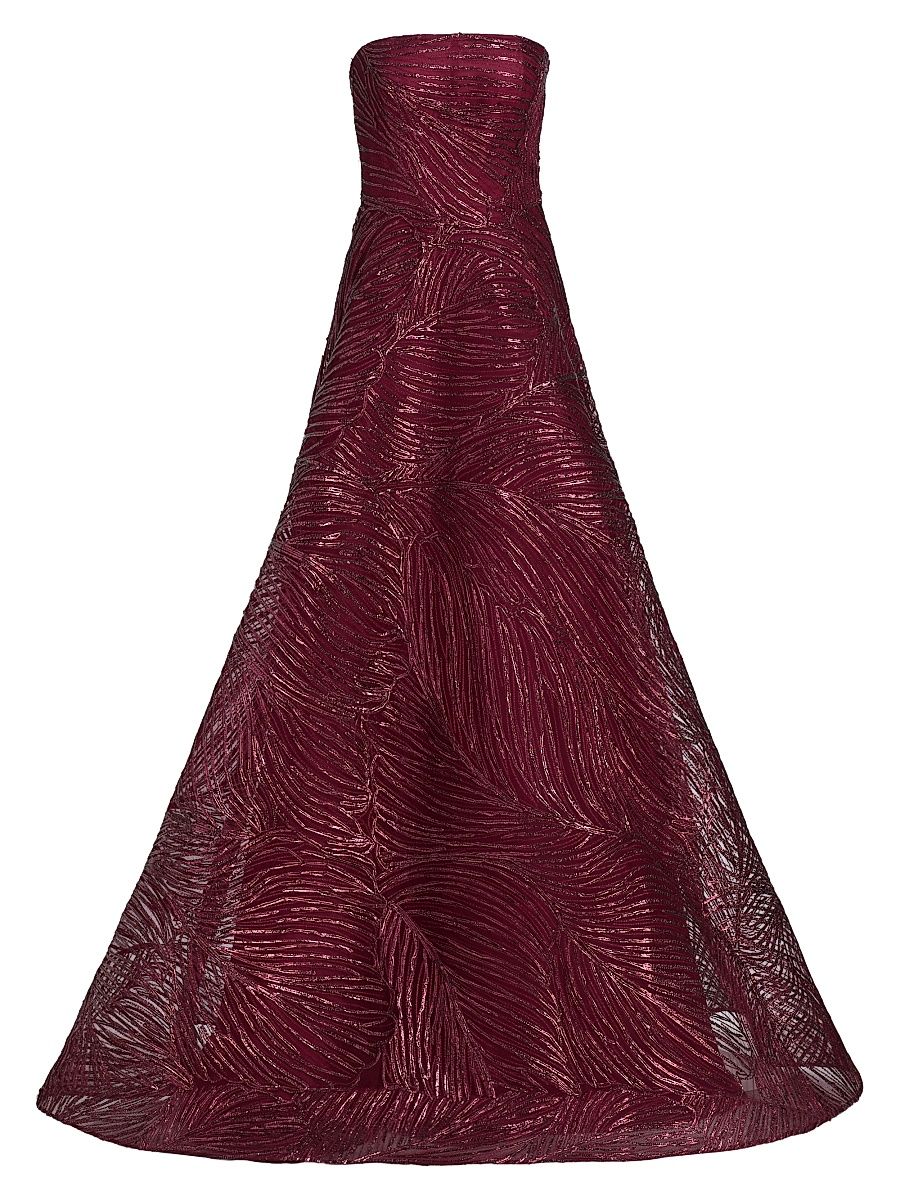 Women's Beaded Strapless Gown - Bordeaux - Size 8