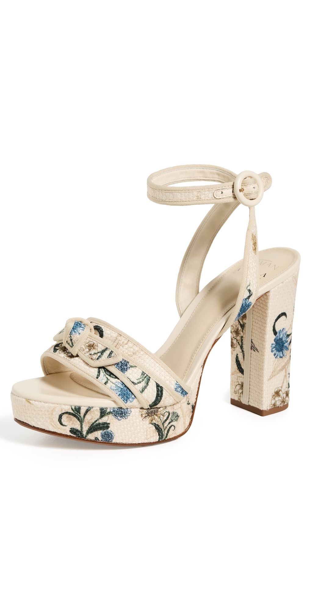 Alexandre Birman Alexandre Birman X Agua Bendita Grossgrain Raffia Platform Sandals Laguna Off/Off 35
