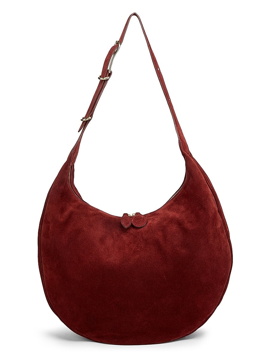 Women's Moon Suede Hobo Bag - Maroon