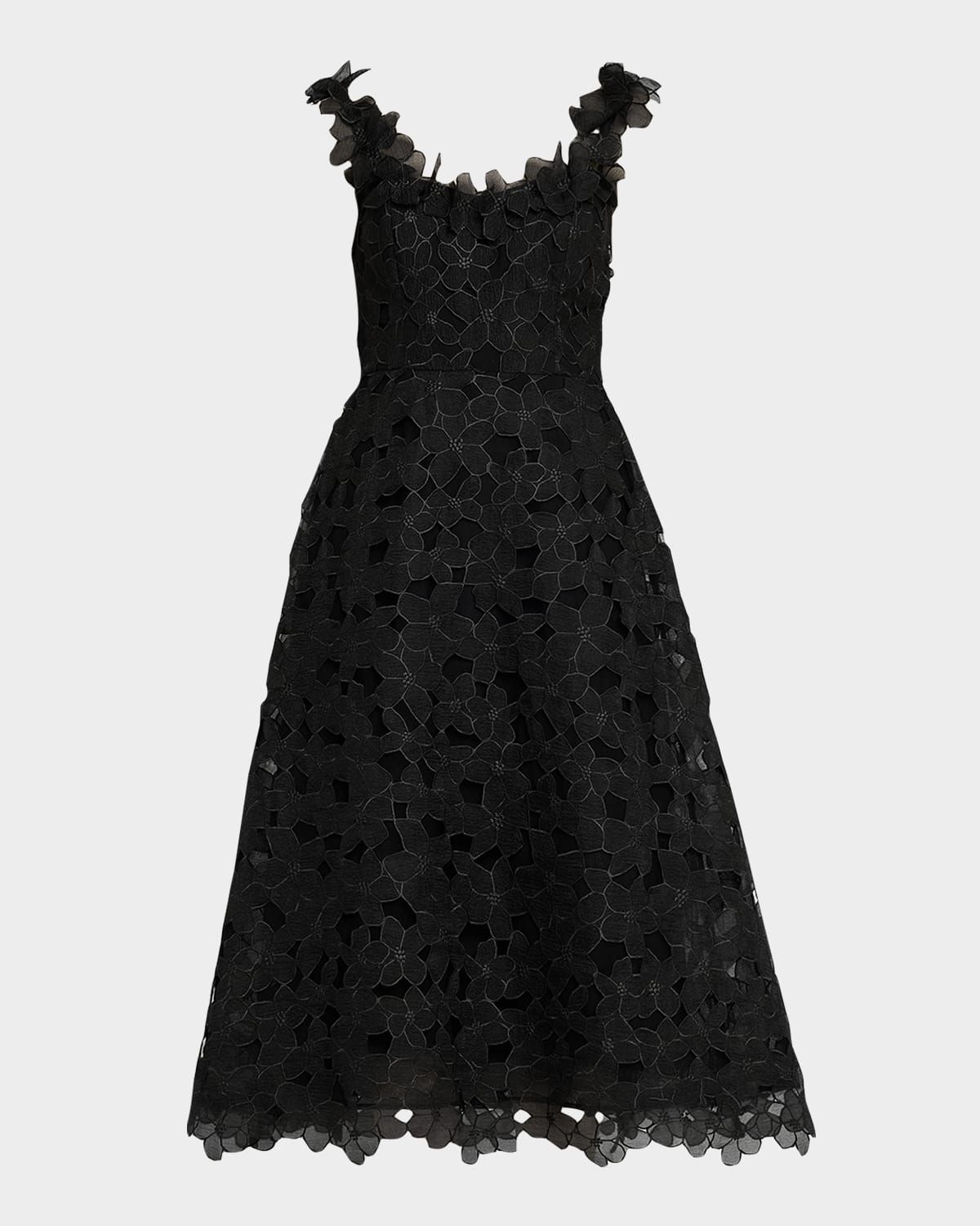 Sleeveless Organza Lace Midi Dress