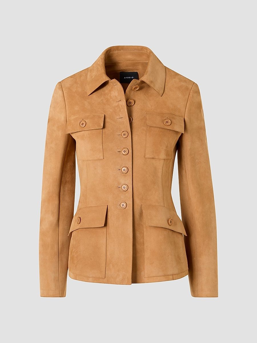 Women's Delia Suede Utility Jacket - Camel - Size 8
