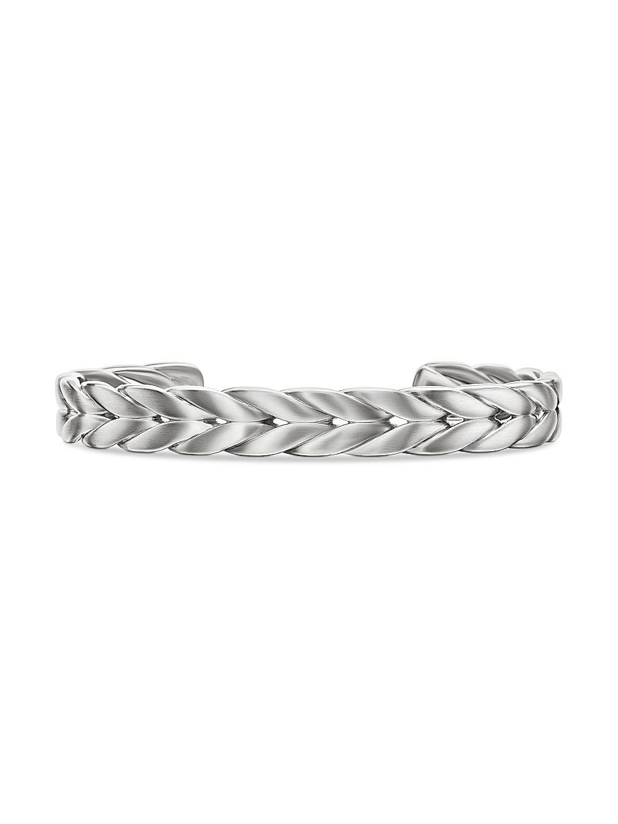 Men's Chevron Woven Cuff Bracelet - Sterling Silver - Size Medium