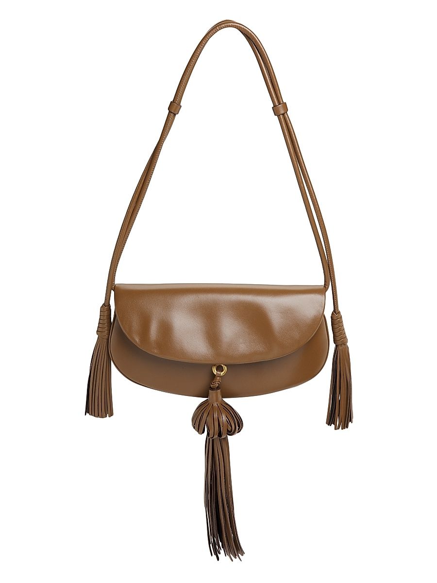 Women's Paloma Tassel Flap Leather Shoulder Bag - Chestnut
