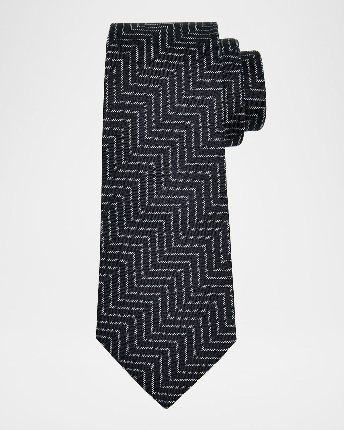 Men & apos;s Micro-Chevron Silk Tie