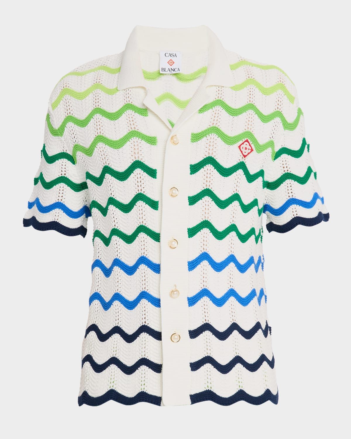 Men & apos;s Wave Crochet Cotton Short-Sleeve Shirt