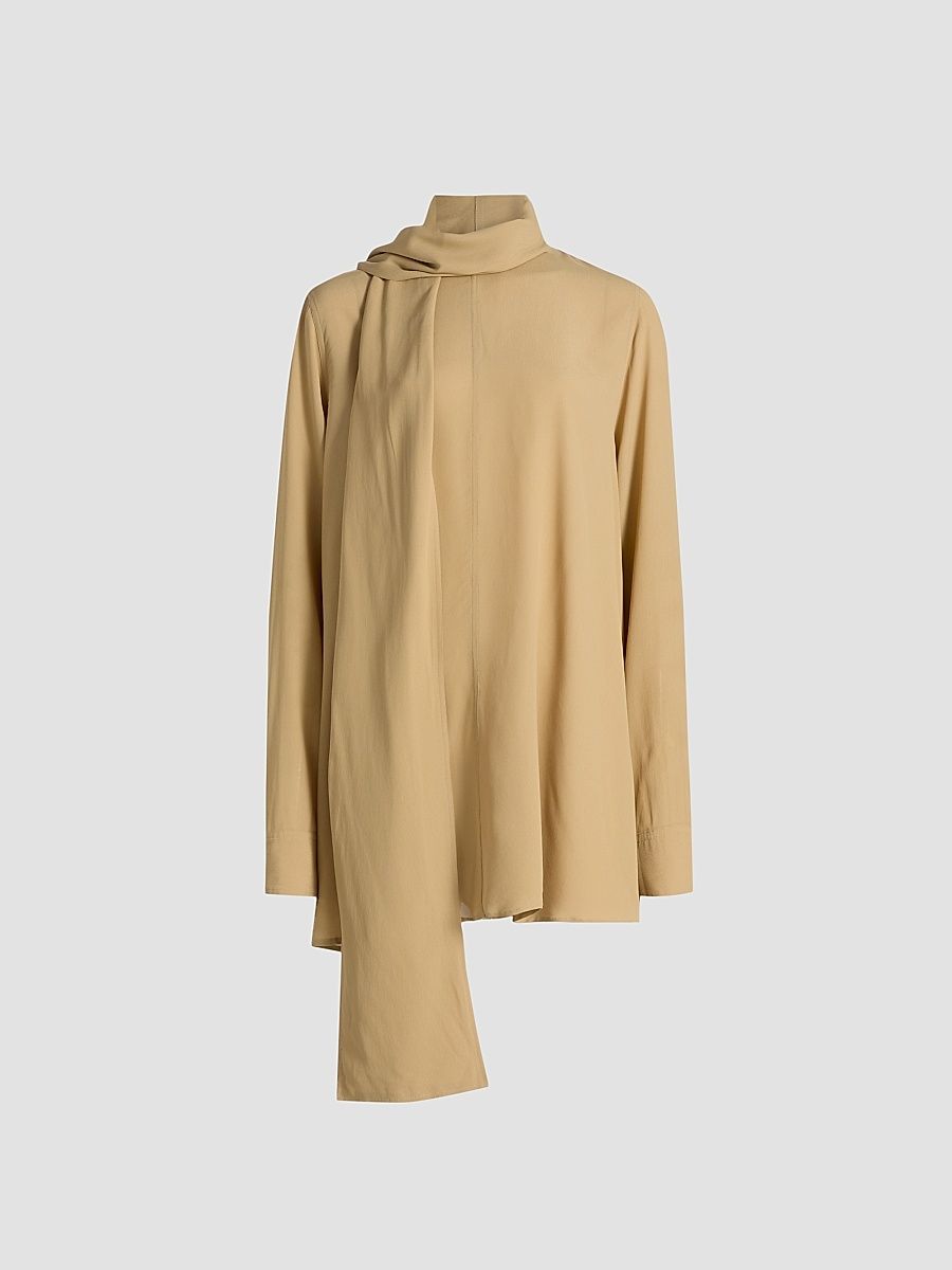 Women's Draped Scarf Blouse - Desert - Size 12