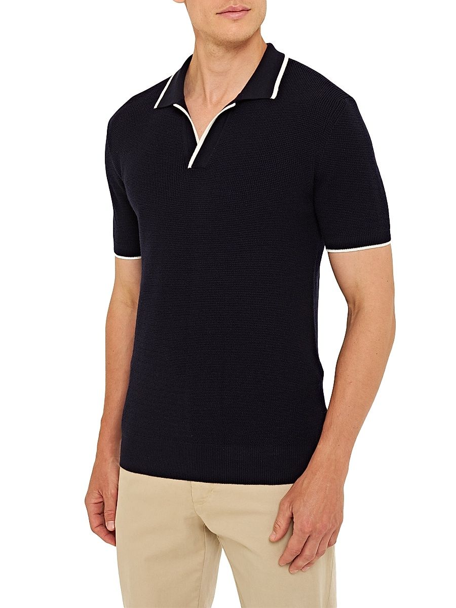 Men's Horton Short-Sleeve Polo Sweater - Navy - Size XXL