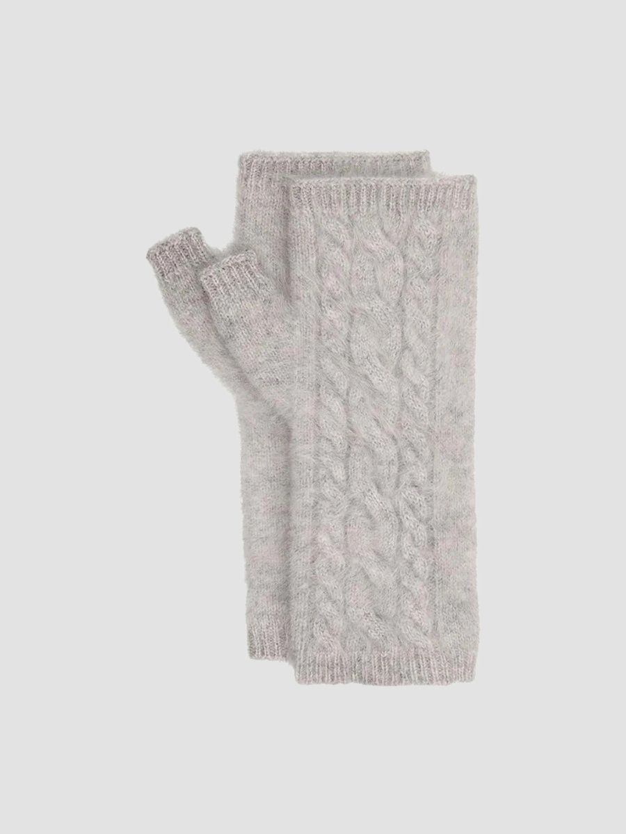 Sofia Cashmere Women's Cashmere Cable-Knit Arm Warmers - Light Heather Grey