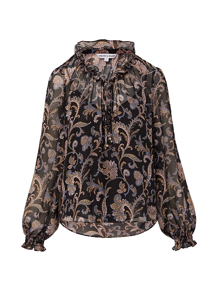 Women's Hickory Floral Silk Blouse - Black Multi - Size 16