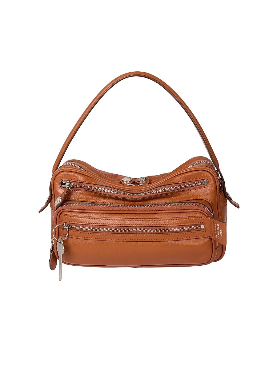 Women's Camero Party Leather Shoulder Bag - Cognac Brown