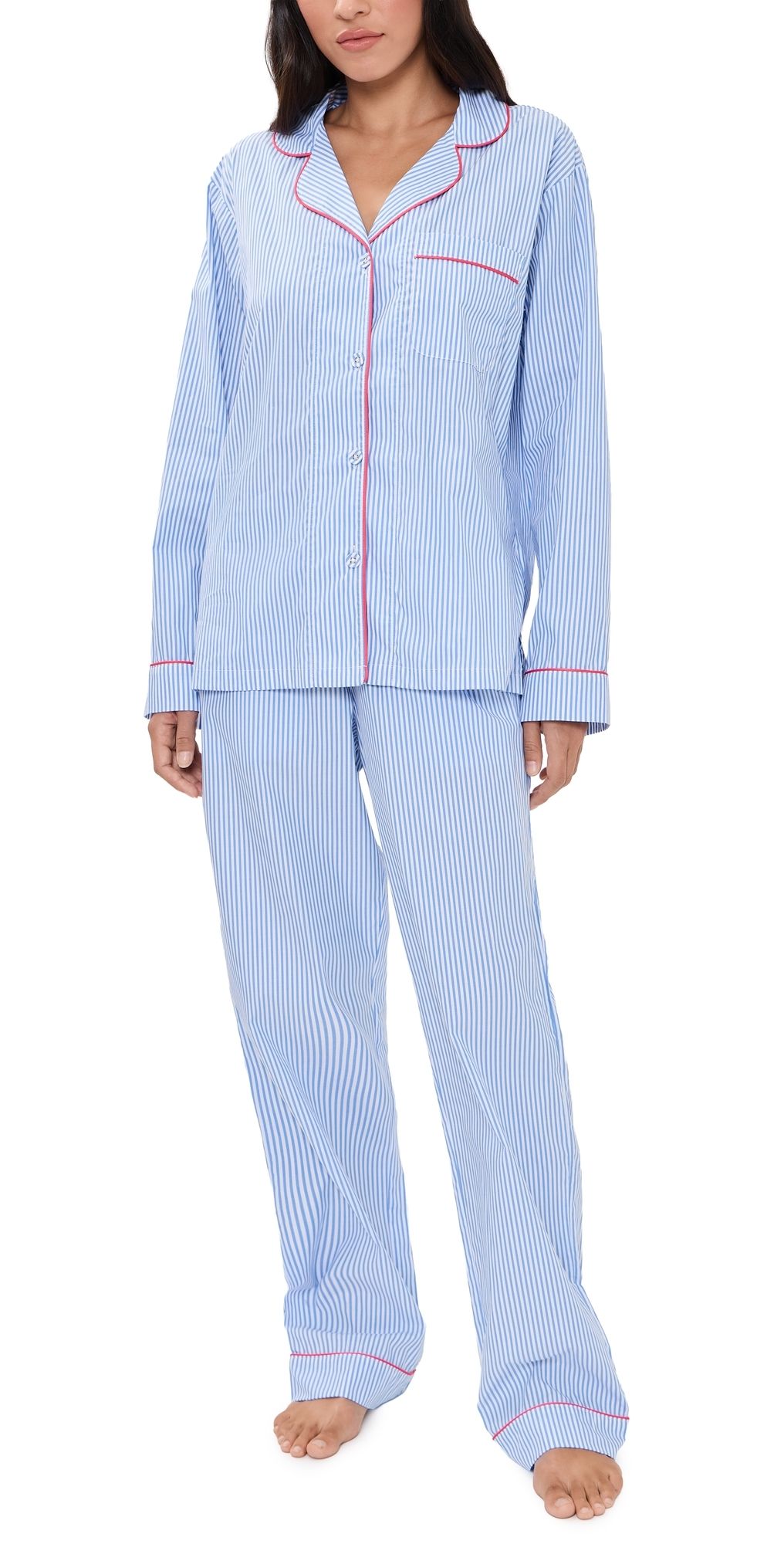 BedHead PJs Classic Cotton Poplin Pajama Set French Stripe XL