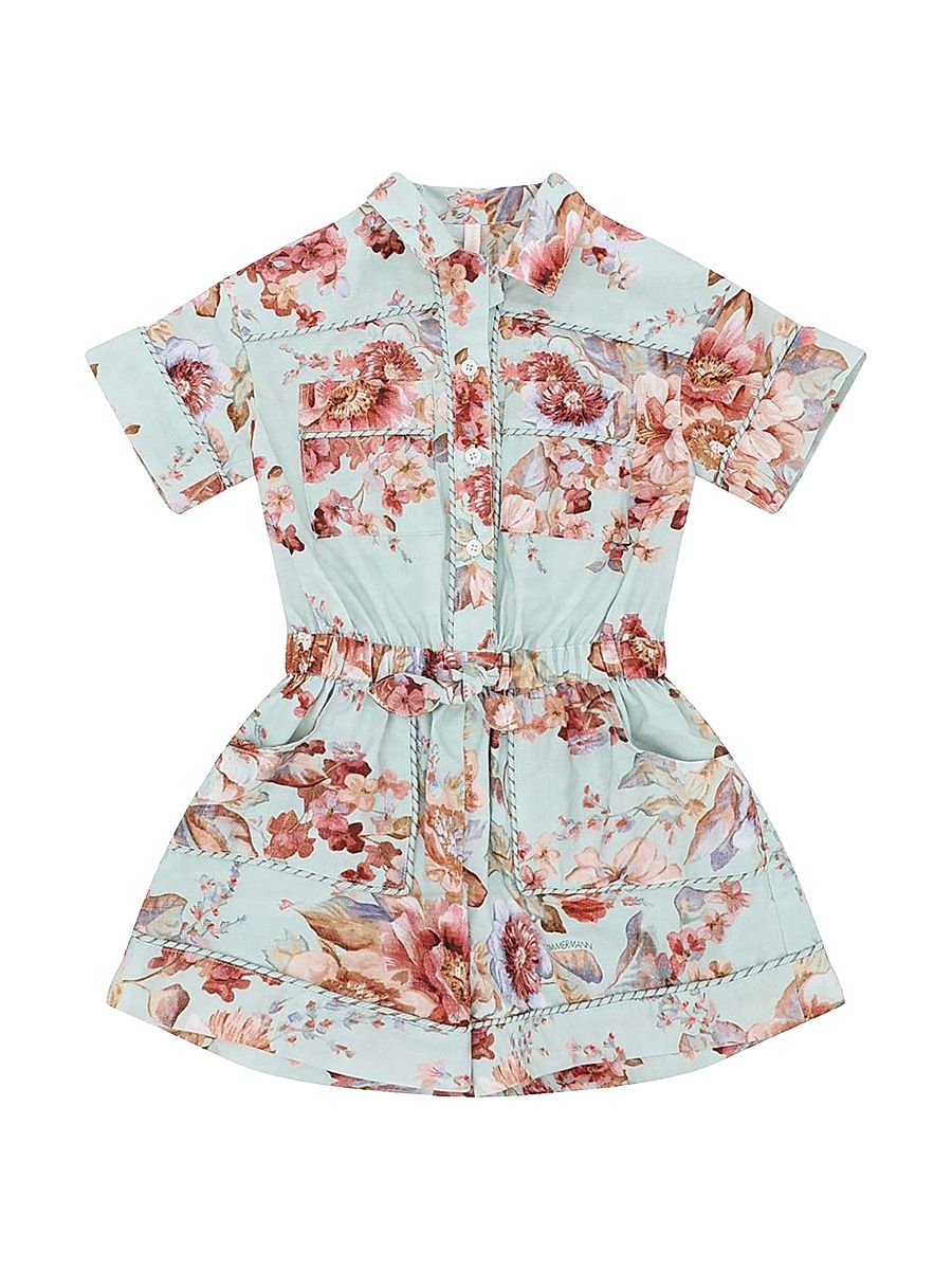Little Girl's Awaken Floral Playsuit - Mint Floral - Size 12