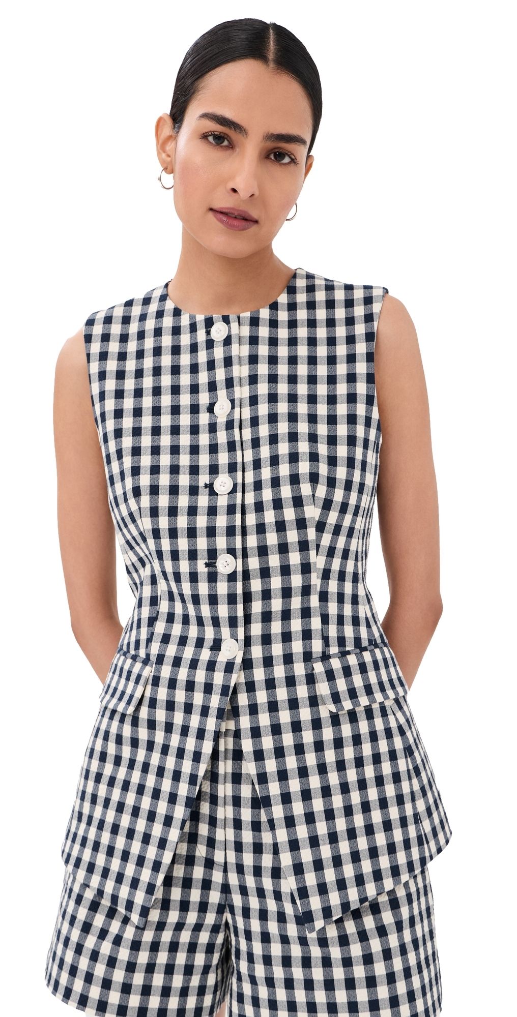 Veronica Beard Lois Vest Navy/Dove 12