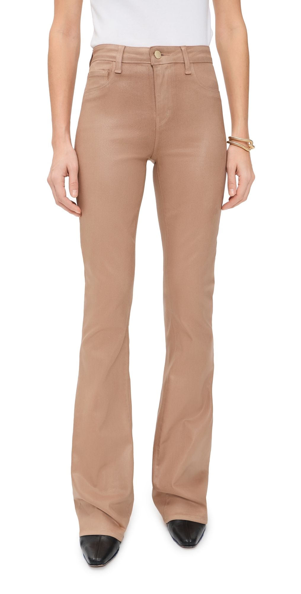 L'AGENCE Marty Flare Trousers Cappuccino Coated 30