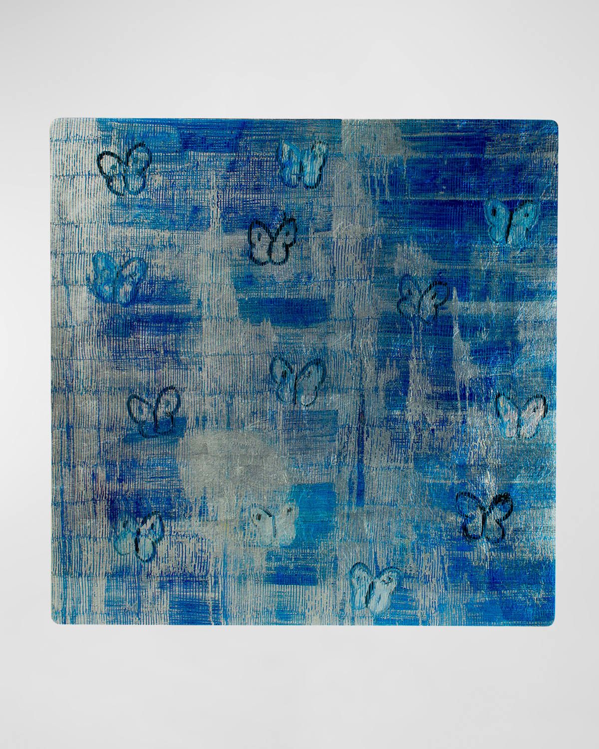 Summer Butterflies Placemat, Blue - 14.5"Sq.