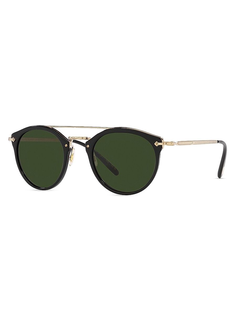 Men's Rimick 50MM Round Solid Sunglasses - Black