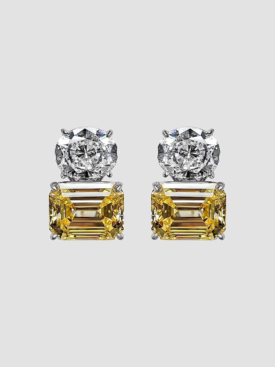 Women's Sterling Silver & 21.00 TCW Cubic Zirconia Double Stud Earrings - Canary