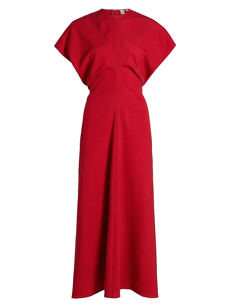 Women's Slouch Waist Wool Midi-Dress - Poppy - Size 12