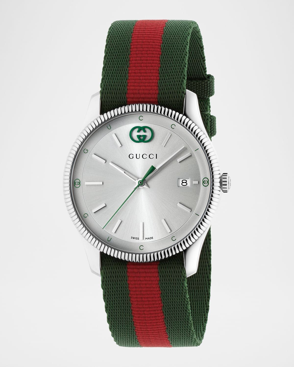 Men & apos;s G-Timeless Green and Red Nylon-Strap Watch, 38mm
